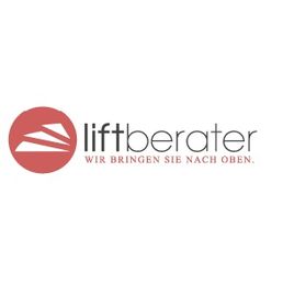 Logo von Liftberater mit rotem Symbol und Slogan "Wir bringen Sie nach oben".