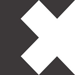 Ein großes weißes X auf schwarzem Hintergrund, das Bild ist minimalistisch gestaltet.