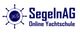 Logo der "SegelnAG Online Yachtschule" mit blauem Steuerrad und Schriftzug.