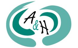 Grünes Logo mit geschwungenen Formen und den Buchstaben "A & H" in der Mitte.