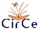 Logo mit Schriftzug "CirCe", orangefarbene Elemente und Stern formen abstrahierte Pflanze.
