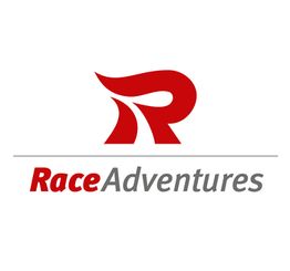Rotes "R" mit dem Text "RaceAdventures" darunter in Rot und Grau auf weißem Hintergrund.