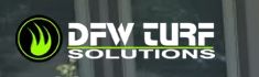 Logo with the text "DFW Turf Solutions" and a stylized green grass icon on the left.