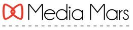Logo Media Mars avec un papillon rouge et un texte noir sur fond blanc.