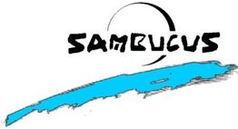 Logo mit dem Schriftzug "Sambrucus" und einer stilisierten blauen Küstenlinie darunter.