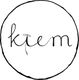 De tekst "kiem" met scheutje als punt op de "i", in een handgetekende cirkel.