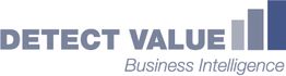 Logo mit Aufschrift "DETECT VALUE Business Intelligence" und drei Balkendiagrammen.