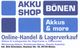 Werbung für Akku-Shop in Bönen, Online-Handel, Lagerverkauf. Adresse: Hammer Str. 35, 59199 Bönen.