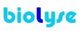 Logo mit dem Schriftzug "biolyse" in hellblauer und dunkelblauer Schrift auf weißem Hintergrund.