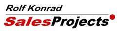 Textlogo: Rolf Konrad SalesProjects, schwarz und rot, mit Punkt am Ende.