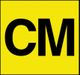Gelbes Quadrat mit schwarzen Buchstaben "CM" in der Mitte.