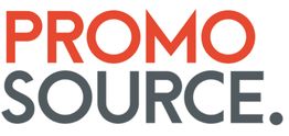 Textlogo in Rot und Grau mit den Worten "PROMO SOURCE".