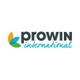 Logo von "proWIN international" mit farbigen Blättern in Gelb, Blau und Grün links vom Text.