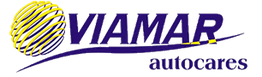 Logo de Viamar Autocares con un diseño circular en amarillo y azul.