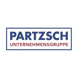 PARTZSCH Unternehmensgruppe Logo, blauer Text oben, roter Text unten, weißer Hintergrund.