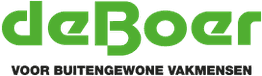 Logo van deBoer met groene tekst en slogan "Voor buitengewone vakmensen".