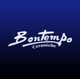 Logo bianco "Bontempo Ceramiche" su sfondo blu sfumato.