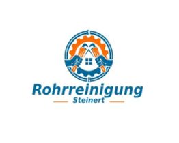 Logo von Rohrreinigung Steinert mit Schraubenschlüsseln und Zahnrad in Blau und Orange.