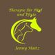 Logo mit Tierkonturen und Text: "Therapie für Huf und Pfote. Jenny Haitz".