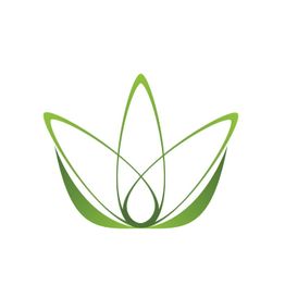 Grünes, minimalistisches Blattform-Logo auf weißem Hintergrund.