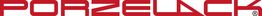 Roter Schriftzug "PORZELACK" auf weißem Hintergrund.