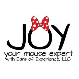 Text logo with "JOY" and a red bow, reads "your mouse expert with Ears of Experience, LLC."