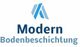 Logo mit blauem Symbol und Text "Modern Bodenbeschichtung".