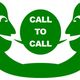 Zwei stilisierte grüne Köpfe, die ein "CALL TO CALL"-Sprechblasen-Logo teilen.