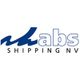 Logo van abs Shipping NV met blauwe golven boven de bedrijfsnaam in zwarte en blauwe letters.