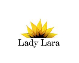 Logo com flor de girassol acima do texto "Lady Lara".