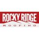 Logo of "Rocky Ridge Roofing" with stylized mountain peaks above the word "Roofing."