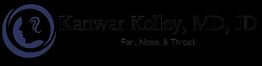 Logo for Kanwar Kelley, MD, JD, Ear, Nose, & Throat specialist, with a profile and ear icon.