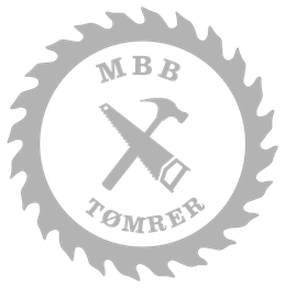 Savklinge med hammer og sav. Tekst: "MBB Tømrer".