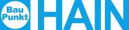Blaues Firmenlogo mit "Bau Punkt" im Kreis links, "HAIN" rechts daneben auf weißem Hintergrund.