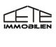 Logo mit Schriftzug "CETE Immobilien" in Schwarz, stilisiert als Dach.