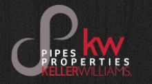 Logo with intertwined "P", "pipes properties", "kw" in red, "Keller Williams" on a black background.