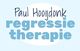 “Paul Hooydonk regressietherapie” in blauwe letters op een lichtblauwe achtergrond.