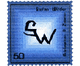 Blaue Briefmarke mit den Buchstaben "SW" in der Mitte und einem Wert von 60 links unten.