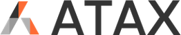 Logo ATAX con lettere nere e un design arancione e grigio.