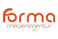 Logo von "forma medienagentur" in orange.
