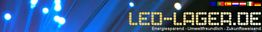 LED-Lager.de Banner mit blauem LED-Licht und internationalen Flaggen oben rechts.