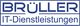 Logo: "BRÜLLER IT-Dienstleistungen" in blauer Schrift auf weißem Hintergrund.