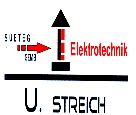 Logo mit Pfeil und Schriftzug "Elektrotechnik, U. Streich" in Rot und Schwarz auf weißem Hintergrund.