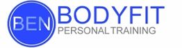 Logo met tekst "BEN BODYFIT PERSONAL TRAINING" in blauw en grijs.