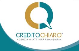 Logo con scritta "Credito Chiaro" e "Agenzia in attività finanziaria" su sfondo bianco e blu.