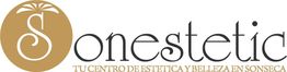 Logotipo de Sonestetic, centro de estética y belleza en Sonseca, con icono en dorado.