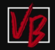 Red "VB" letters on a black background with a white square border.