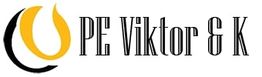 Logo mit schwarzem und gelbem Symbol und Text "PE Viktor & K".