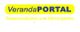 Logo: "VerandaPORTAL" in Blau auf Gelb. Text darunter: "Terassendächer und Wintergärten".