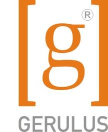 Logo mit orangefarbenem Buchstaben "g" in eckiger Klammer, darunter Schriftzug "GERULUS".